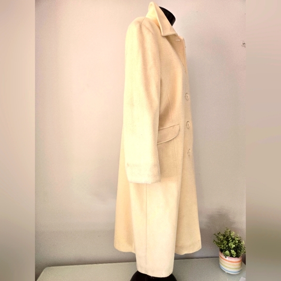 VINTAGE NICOLE Wool And Cashmere Cream Full Length Women's Coat. Size 10 - Picture 4 of 13
